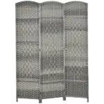 HOMCOM 3 Panel Room Divider, 6 Ft Tall Privacy Screen in Mixed Gray, Freestanding Wood Partition Modern Home Office Decor