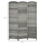 HOMCOM 3 Panel Room Divider, 6 Ft Tall Privacy Screen in Mixed Gray, Freestanding Wood Partition Modern Home Office Decor - Image 3