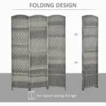 HOMCOM 3 Panel Room Divider, 6 Ft Tall Privacy Screen in Mixed Gray, Freestanding Wood Partition Modern Home Office Decor - Image 4
