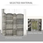 HOMCOM 3 Panel Room Divider, 6 Ft Tall Privacy Screen in Mixed Gray, Freestanding Wood Partition Modern Home Office Decor - Image 6
