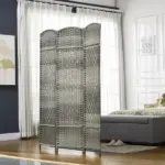 HOMCOM 3 Panel Room Divider, 6 Ft Tall Privacy Screen in Mixed Gray, Freestanding Wood Partition Modern Home Office Decor - Image 10