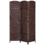HOMCOM 3 Panel Wicker Room Folding Divider 6 ft Tall Privacy Screen Brown - Image 11