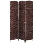 HOMCOM 3 Panel Wicker Room Folding Divider 6 ft Tall Privacy Screen Brown - Image 12