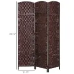 HOMCOM 3 Panel Wicker Room Folding Divider 6 ft Tall Privacy Screen Brown - Image 3