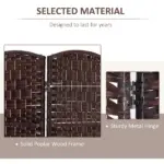 HOMCOM 3 Panel Wicker Room Folding Divider 6 ft Tall Privacy Screen Brown - Image 5