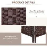 HOMCOM 3 Panel Wicker Room Folding Divider 6 ft Tall Privacy Screen Brown - Image 6