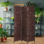 HOMCOM 3 Panel Wicker Room Folding Divider 6 ft Tall Privacy Screen Brown - Image 7