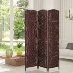 HOMCOM 3 Panel Wicker Room Folding Divider 6 ft Tall Privacy Screen Brown - Image 10