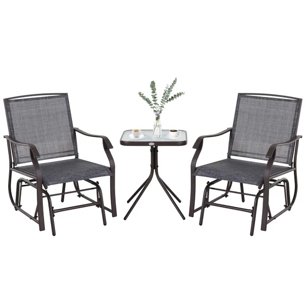 3-pcs-outdoor-glider-swing-with-coffee-table-bistro-set-breathable-mesh-fabric-supports-up-to-352-lbs-for-garden-gray.webp Outsunny 3 Pcs Outdoor Glider Swing, with Coffee Table Bistro Set, Breathable Mesh Fabric, Supports Up to 352 lbs., for Garden, Gray - Image 1