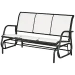 Outsunny 3-Person Breathable Mesh Patio Glider Swing - Cream White Outdoor Porch Bench with Metal Frame - Image 11
