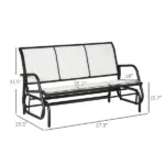 Outsunny 3-Person Breathable Mesh Patio Glider Swing - Cream White Outdoor Porch Bench with Metal Frame - Image 3
