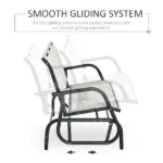 Outsunny 3-Person Breathable Mesh Patio Glider Swing - Cream White Outdoor Porch Bench with Metal Frame - Image 4