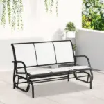 Outsunny 3-Person Breathable Mesh Patio Glider Swing - Cream White Outdoor Porch Bench with Metal Frame - Image 10
