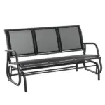Outsunny 3-Person Outdoor Patio Glider Bench, Porch Glider Swing with 3 Seats, Breathable Mesh Fabric, Metal Frame, Black - Image 11