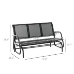Outsunny 3-Person Outdoor Patio Glider Bench, Porch Glider Swing with 3 Seats, Breathable Mesh Fabric, Metal Frame, Black - Image 3