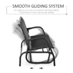 Outsunny 3-Person Outdoor Patio Glider Bench, Porch Glider Swing with 3 Seats, Breathable Mesh Fabric, Metal Frame, Black - Image 4