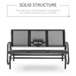 Outsunny 3-Person Outdoor Patio Glider Bench, Porch Glider Swing with 3 Seats, Breathable Mesh Fabric, Metal Frame, Black - Image 6
