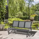 Outsunny 3-Person Outdoor Patio Glider Bench, Porch Glider Swing with 3 Seats, Breathable Mesh Fabric, Metal Frame, Black - Image 10