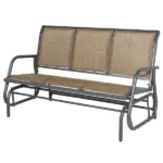 Outsunny 3-Person Outdoor Patio Glider Bench, Porch Glider Swing with 3 Seats, Breathable Mesh Fabric, Metal Frame, Brown - Image 11