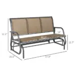 Outsunny 3-Person Outdoor Patio Glider Bench, Porch Glider Swing with 3 Seats, Breathable Mesh Fabric, Metal Frame, Brown - Image 3