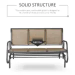 Outsunny 3-Person Outdoor Patio Glider Bench, Porch Glider Swing with 3 Seats, Breathable Mesh Fabric, Metal Frame, Brown - Image 6