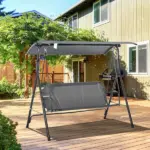 Outsunny 3-Person Porch Swing with Stand, Outdoor Swing - Image 2