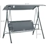 Outsunny 3-Person Porch Swing with Stand, Outdoor Swing - Image 3