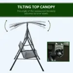 Outsunny 3-Person Porch Swing with Stand, Outdoor Swing - Image 4