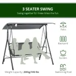 Outsunny 3-Person Porch Swing with Stand, Outdoor Swing - Image 7