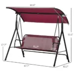 Outsunny 3-Person Porch Swing with Stand, Outdoor Swing for Patio Porch with Adjustable Tilt Canopy and Comfortable Swing Bench-Style Seat - Image 3