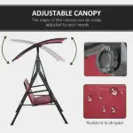 Outsunny 3-Person Porch Swing with Stand, Outdoor Swing for Patio Porch with Adjustable Tilt Canopy and Comfortable Swing Bench-Style Seat - Image 4