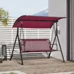 Outsunny 3-Person Porch Swing with Stand, Outdoor Swing for Patio Porch with Adjustable Tilt Canopy and Comfortable Swing Bench-Style Seat - Image 10