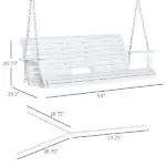 3-Person Wooden Porch Swing with Folding Coffee Table, Cup Holders, Chains, White - Image 3