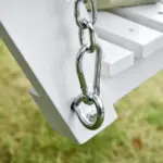 3-Person Wooden Porch Swing with Folding Coffee Table, Cup Holders, Chains, White - Image 10