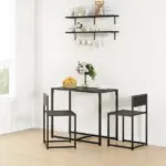 HOMCOM 3-Piece Dining Room Set, Industrial Kitchen Table Set with Rectangular Table and 2 Dining Chairs, Black - Image 2