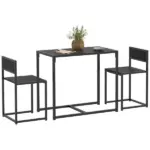 HOMCOM 3-Piece Dining Room Set, Industrial Kitchen Table Set with Rectangular Table and 2 Dining Chairs, Black - Image 11