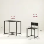 HOMCOM 3-Piece Dining Room Set, Industrial Kitchen Table Set with Rectangular Table and 2 Dining Chairs, Black - Image 3