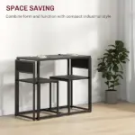 HOMCOM 3-Piece Dining Room Set, Industrial Kitchen Table Set with Rectangular Table and 2 Dining Chairs, Black - Image 4