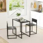 HOMCOM 3-Piece Dining Room Set, Industrial Kitchen Table Set with Rectangular Table and 2 Dining Chairs, Black - Image 8