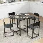 HOMCOM 3-Piece Dining Room Set, Industrial Kitchen Table Set with Rectangular Table and 2 Dining Chairs, Black - Image 9
