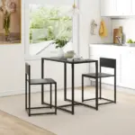 HOMCOM 3-Piece Dining Room Set, Industrial Kitchen Table Set with Rectangular Table and 2 Dining Chairs, Black - Image 10
