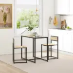 HOMCOM 3-Piece Dining Room Set, Industrial Kitchen Table Set with Rectangular Table and 2 Dining Chairs, Oak - Image 2