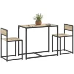 HOMCOM 3-Piece Dining Room Set, Industrial Kitchen Table Set with Rectangular Table and 2 Dining Chairs, Oak - Image 11