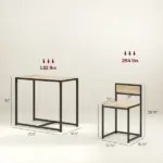 HOMCOM 3-Piece Dining Room Set, Industrial Kitchen Table Set with Rectangular Table and 2 Dining Chairs, Oak - Image 3