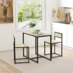 HOMCOM 3-Piece Dining Room Set, Industrial Kitchen Table Set with Rectangular Table and 2 Dining Chairs, Oak - Image 8