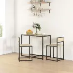 HOMCOM 3-Piece Dining Room Set, Industrial Kitchen Table Set with Rectangular Table and 2 Dining Chairs, Oak - Image 10