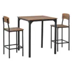 HOMCOM 3-Piece Dining Set Industrial Counter Height Bar Table and Chairs Black - Image 11