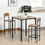 HOMCOM 3-Piece Dining Set Industrial Counter Height Bar Table and Chairs Black - Image 10
