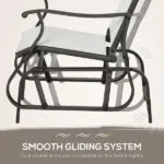 3-Piece Gliding Chair and Tea Table Set, Outdoor 2 Rocker Seats with Steel Frame, Tempered Glass Tabletop, Garden Patio Furniture, Cream White - Image 6