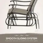Outsunny 3-Piece Gliding Chair and Tea Table Set, Outdoor 2 Rocker Seats with Steel Frame, Tempered Glass Tabletop, Garden Patio Furniture, Grey - Image 6